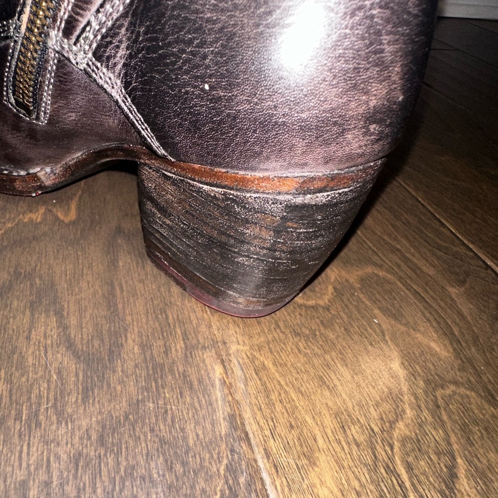 BED|STU Brown Lace-Up Leather Ankle Boots with Red Lining - Picture 12 of 16